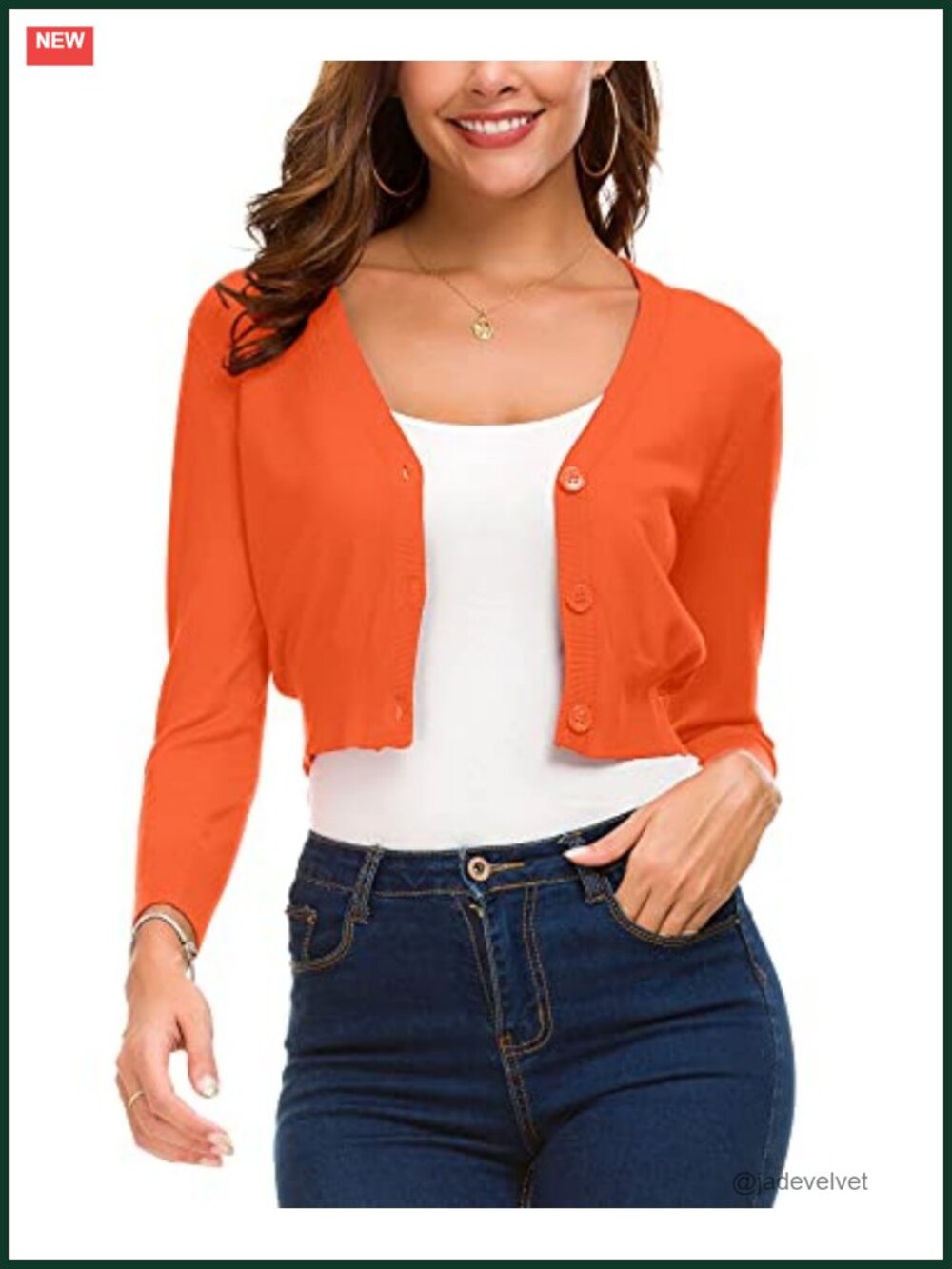 V-Neck 3/4 Sleeve Open Front Cropped Bolero Shrug Lightweight Knit